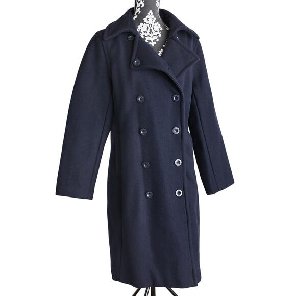 Nautica Jeans Company Jackets & Blazers - Women's Vintage 90s/Y2k Navy Nautica Double Breasted Wool Trench Coat - XL